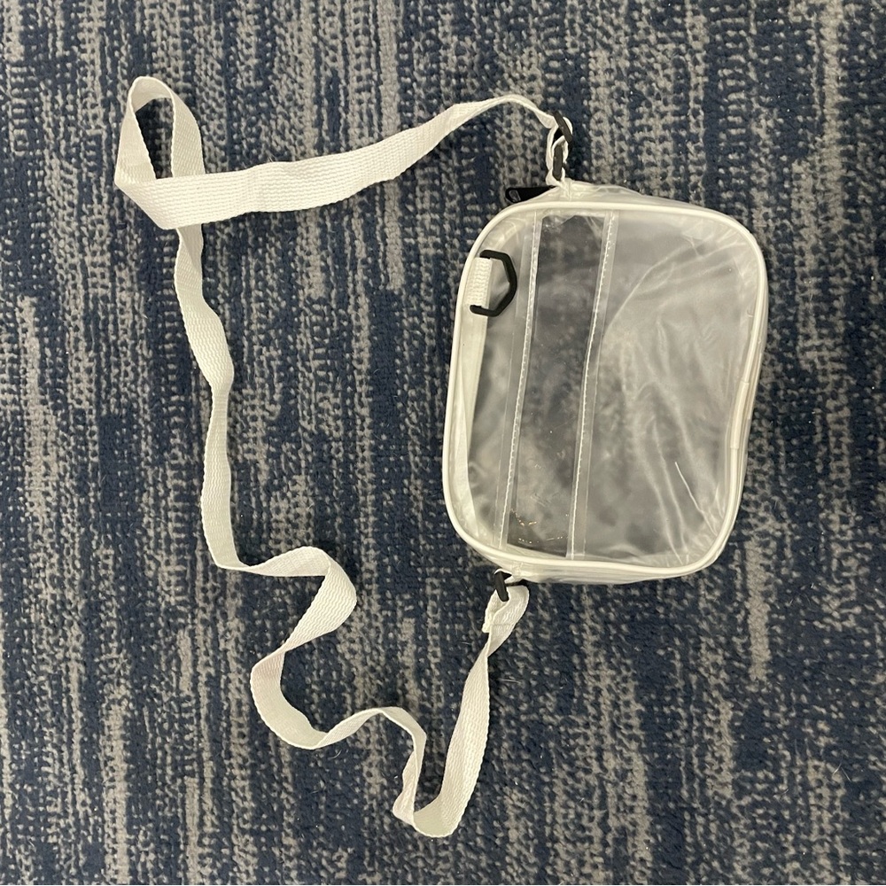Clear Crossbody Bag with White Strap for concerts